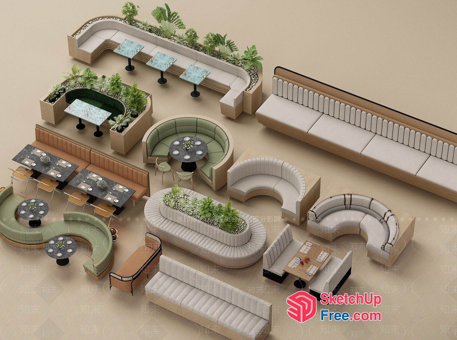 Modern Lounge Furniture Arrangement 3D SketchUp File