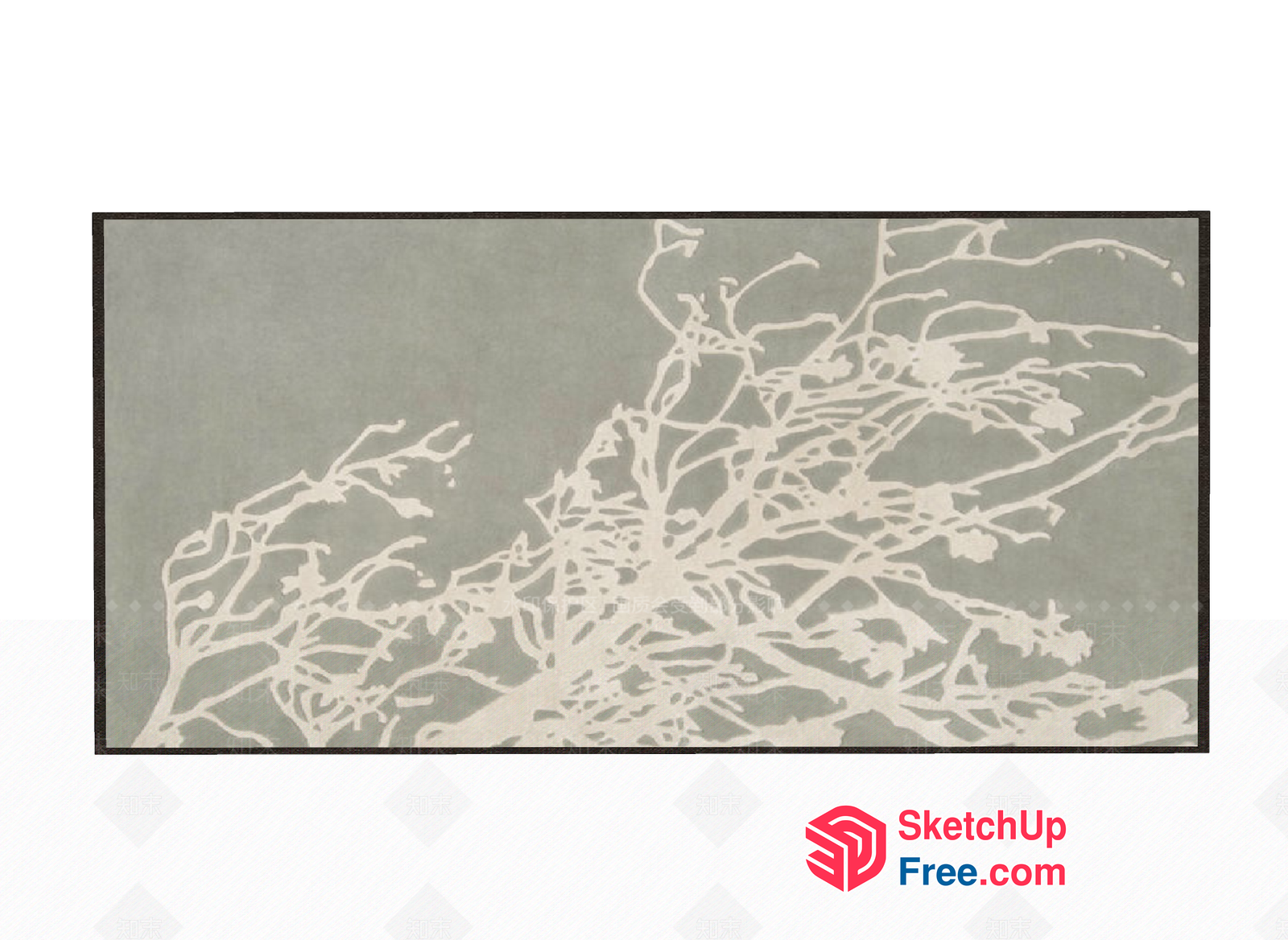 Elegant White Branches On Gray Background 3D SketchUp File
