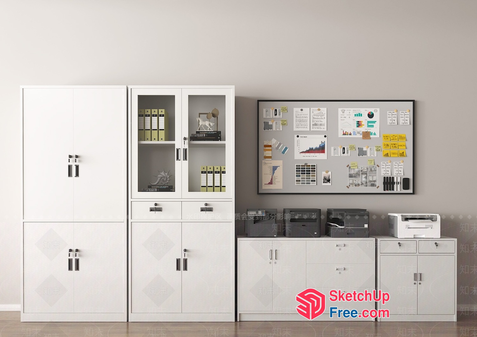 Office Furniture Collection With Storage And Shelving Units 3D SketchUp File