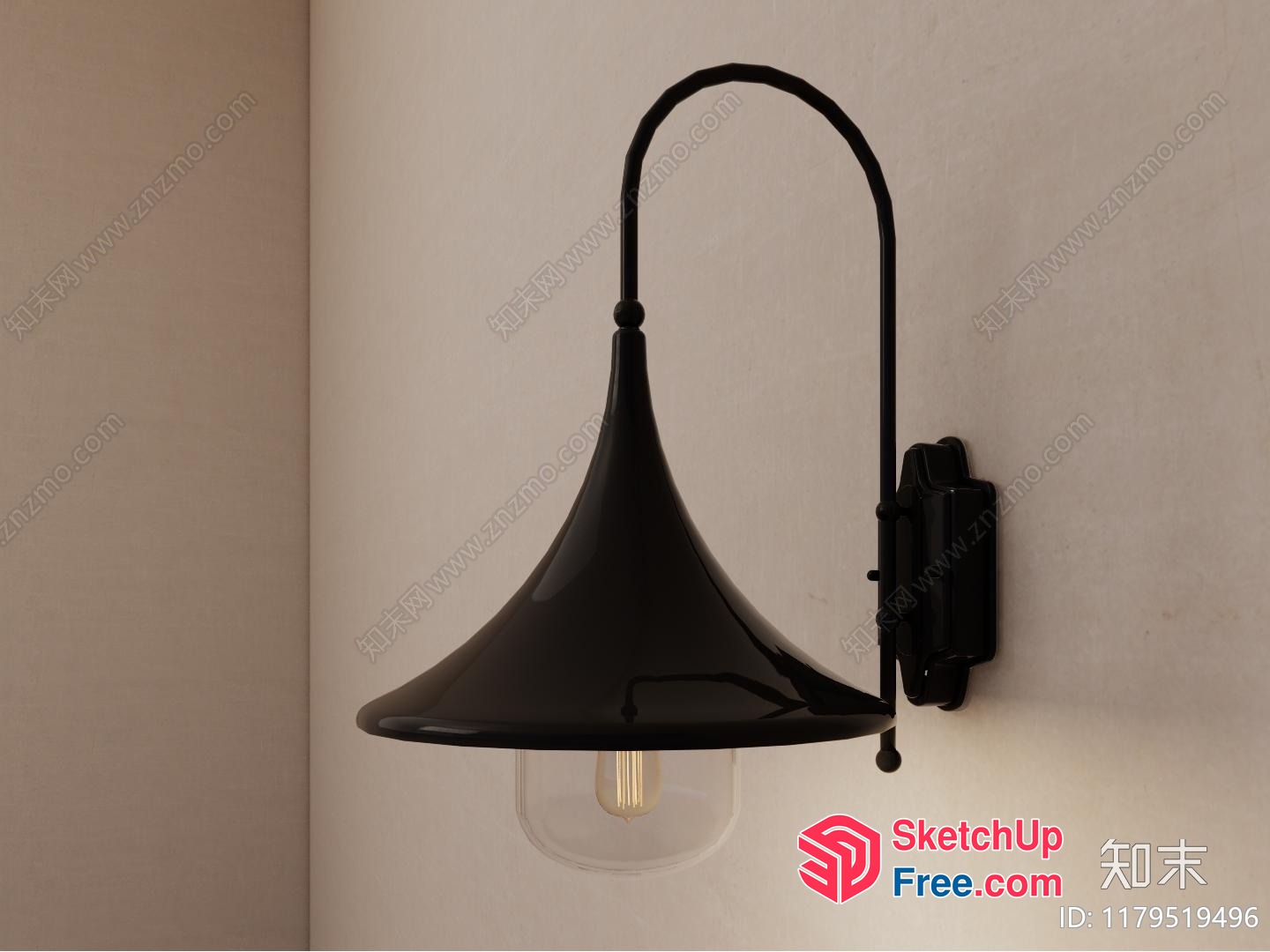 Sleek Black Metal And Glass Light Fixture 3D SketchUp File