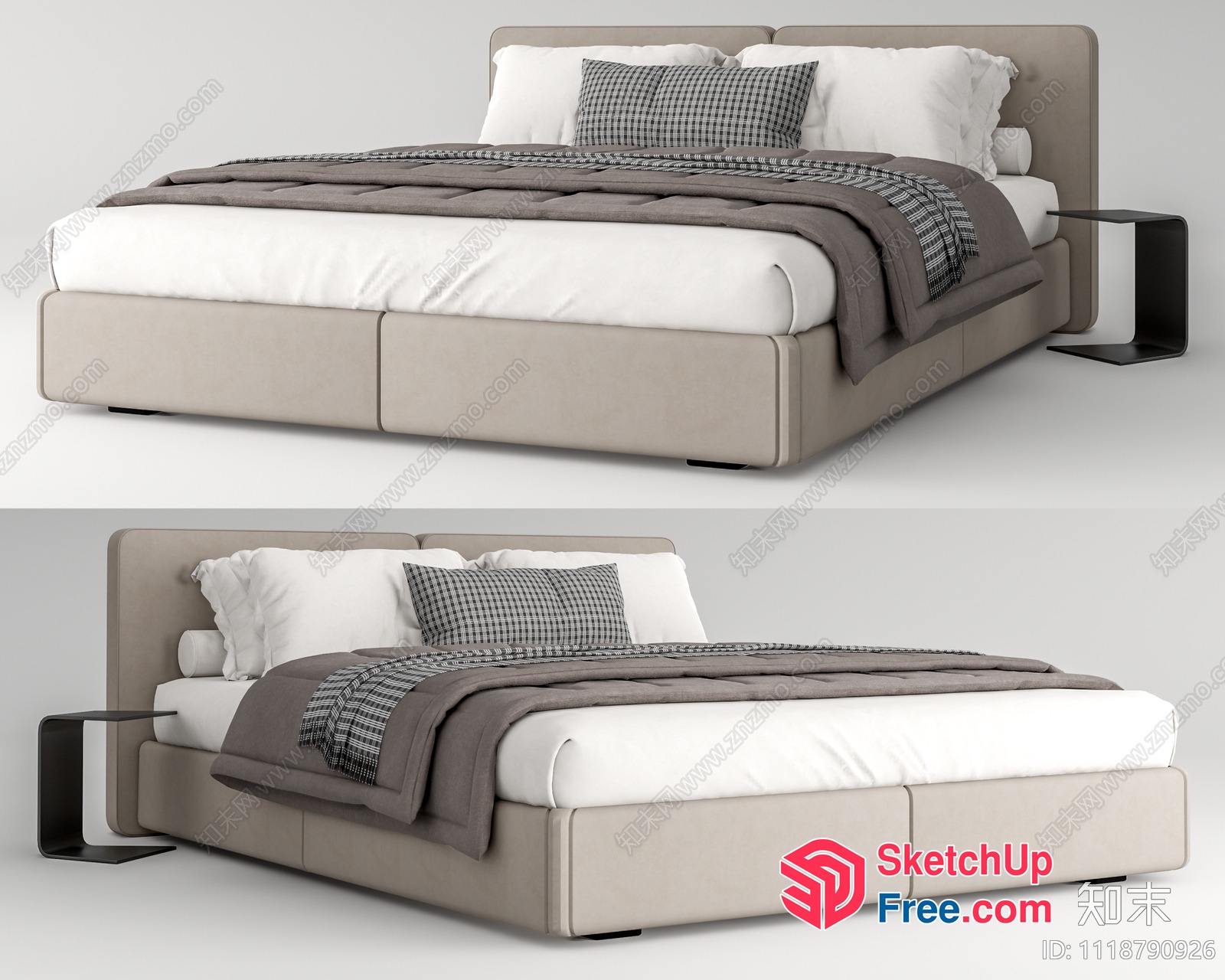 Modern Bed With Bedside Tables 3D SketchUp File