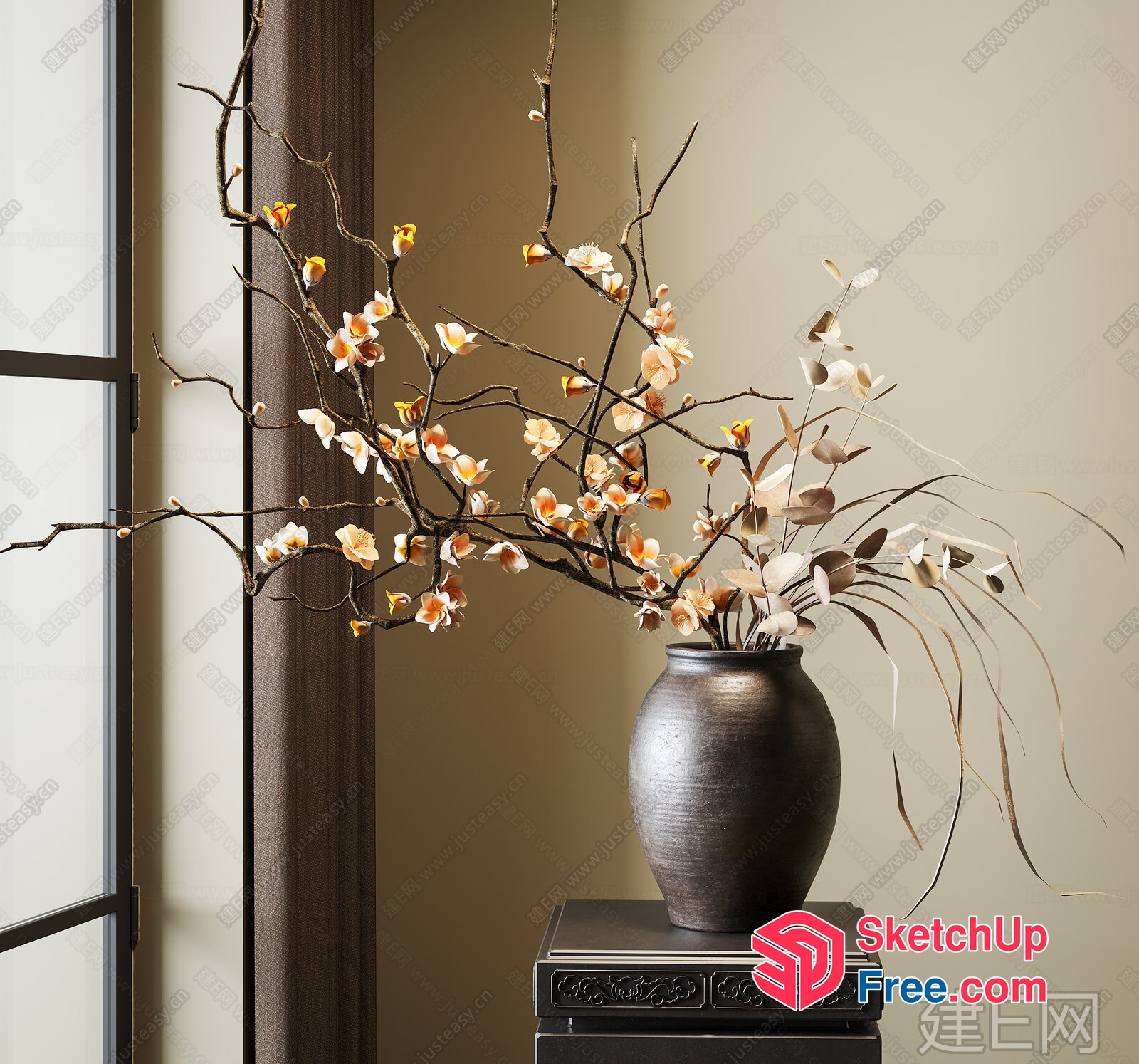 Elegant Flower Arrangement In A Vase 3D SketchUp File