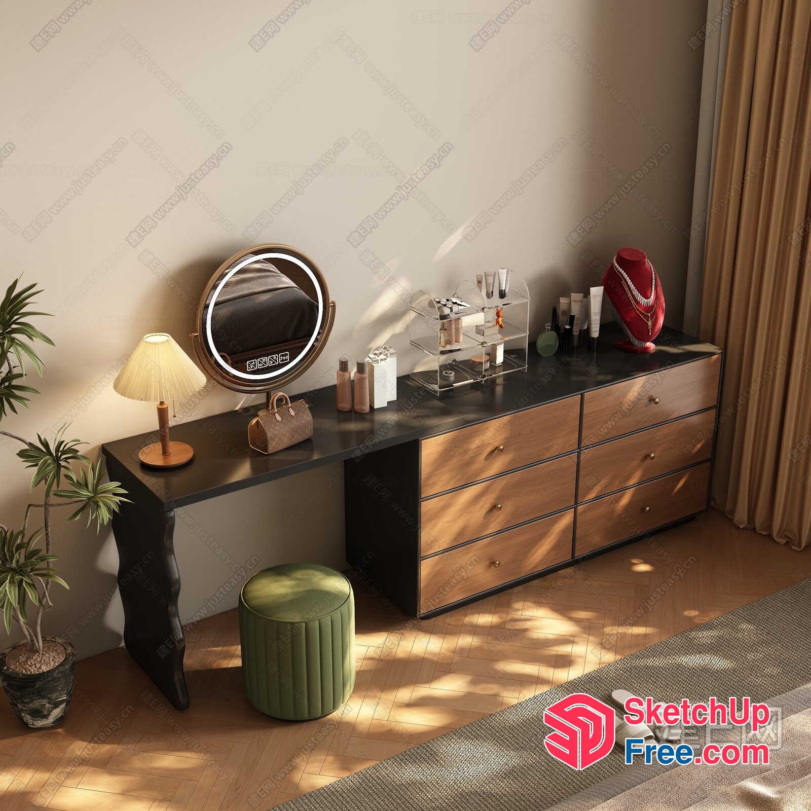 Elegant And Modern Dressing Table Set 3D SketchUp File