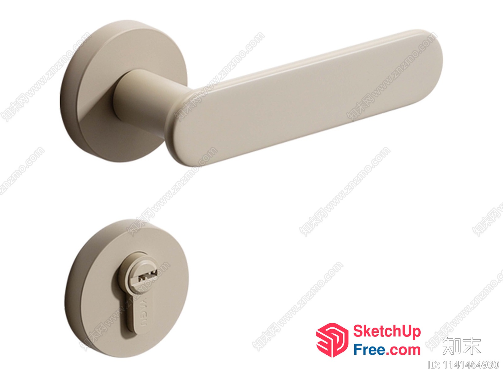 Modern Creamy Style Door Handle And Lock 3D SketchUp File