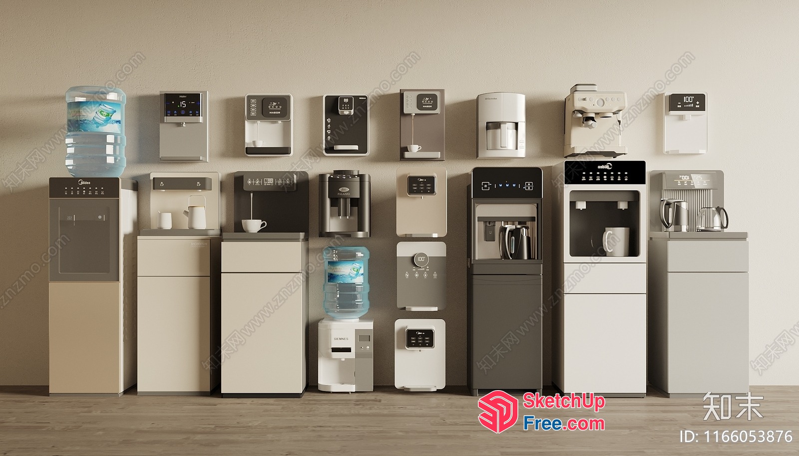 Modern Water Dispensers In Various Styles And Colors 3D SketchUp File