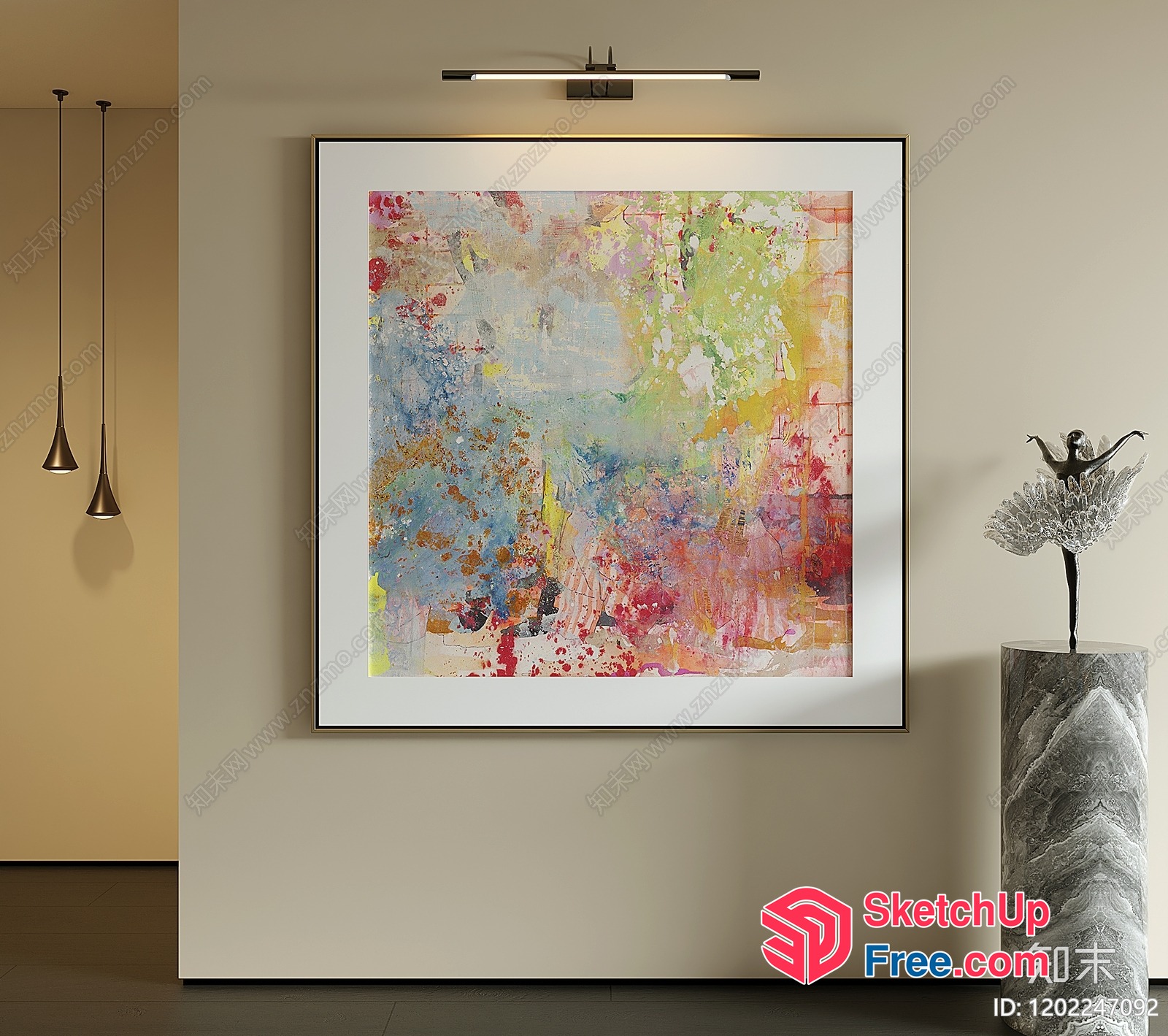Colorful Abstract Artwork In Modern Interior 3D SketchUp File