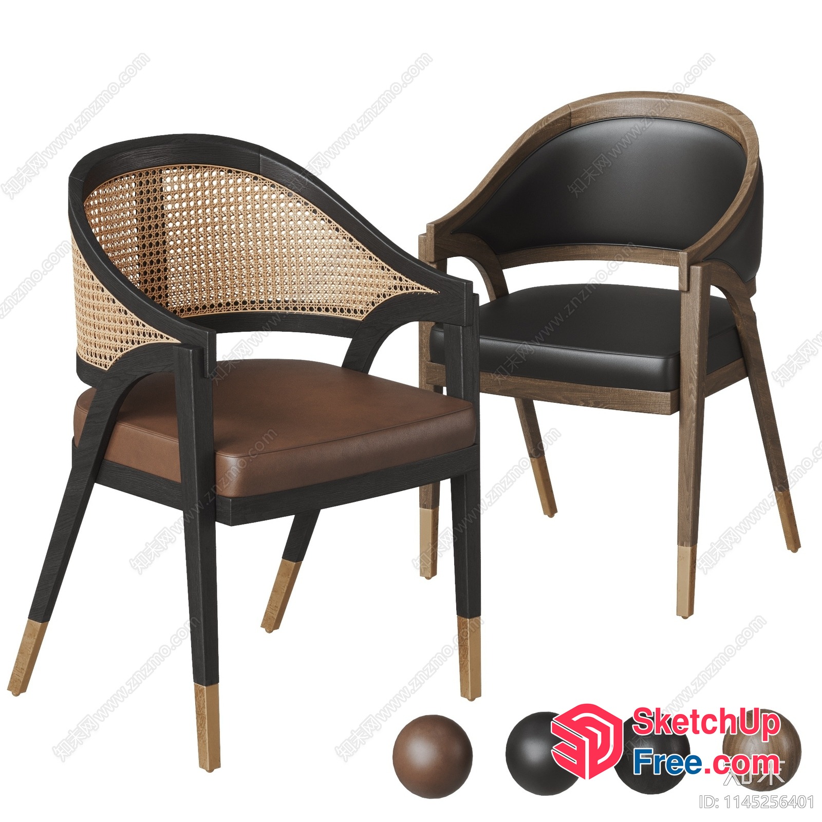 Rattan And Leather Accent Chairs 3D SketchUp File