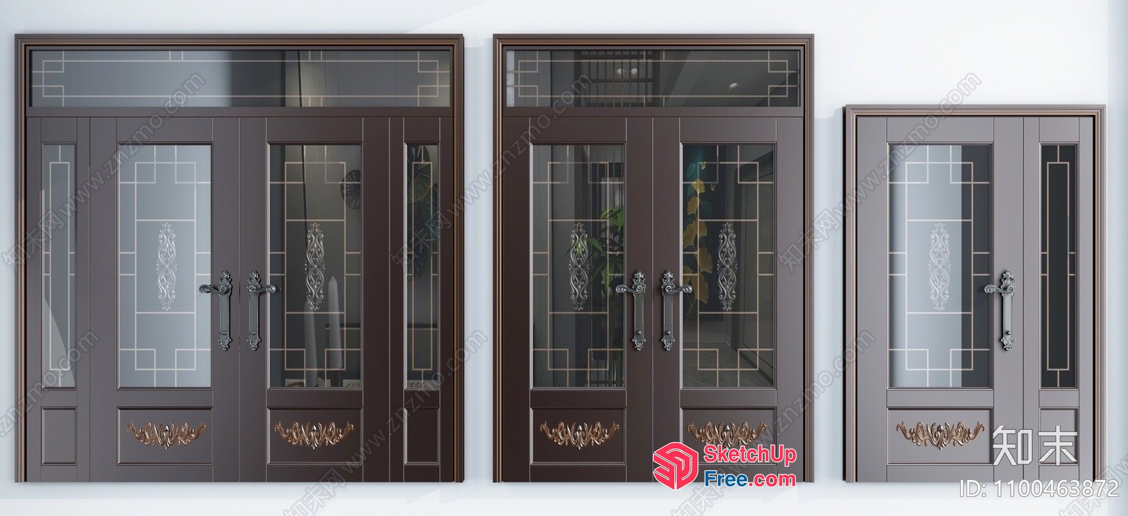 Three Ornate Doors 3D SketchUp File