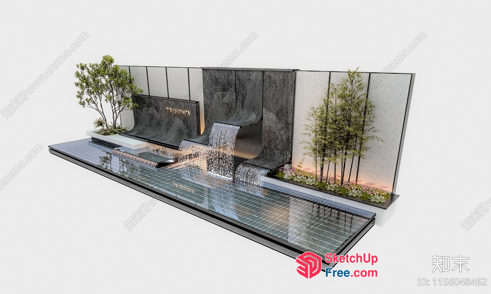 Serene Water Feature With Lush Greenery 3D SketchUp File