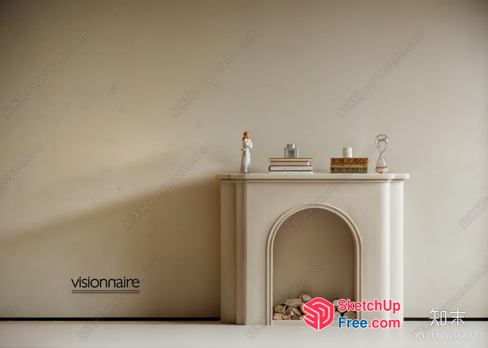 Elegant Fireplace Mantel With Figurine And Decor 3D SketchUp File