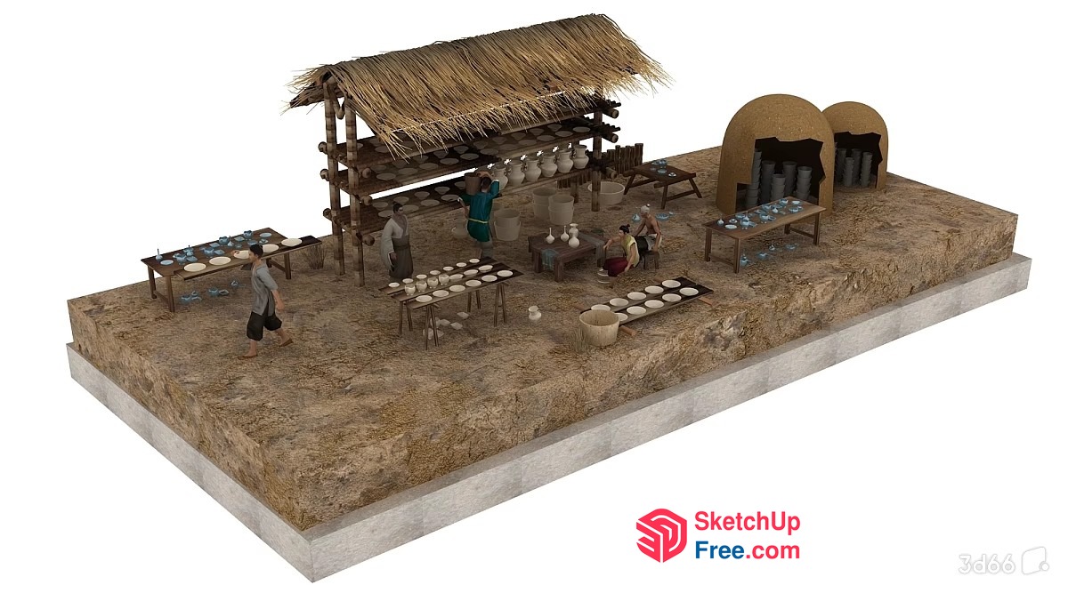 Clay Pottery Workshop Scene 3D SketchUp File