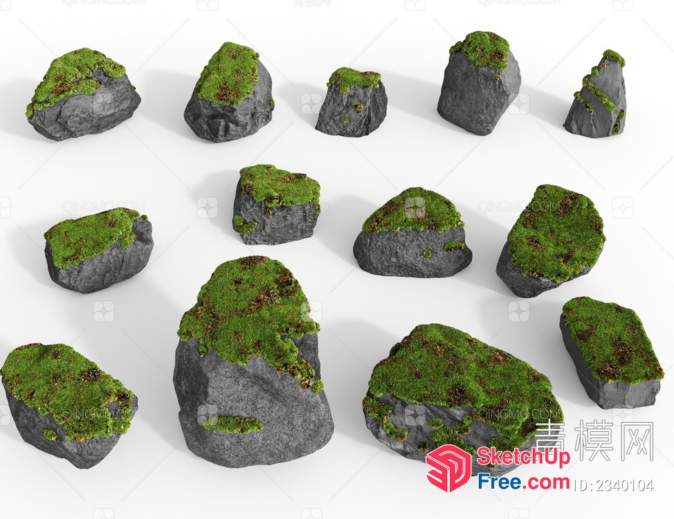Mossy Rock Collection 3D SketchUp File