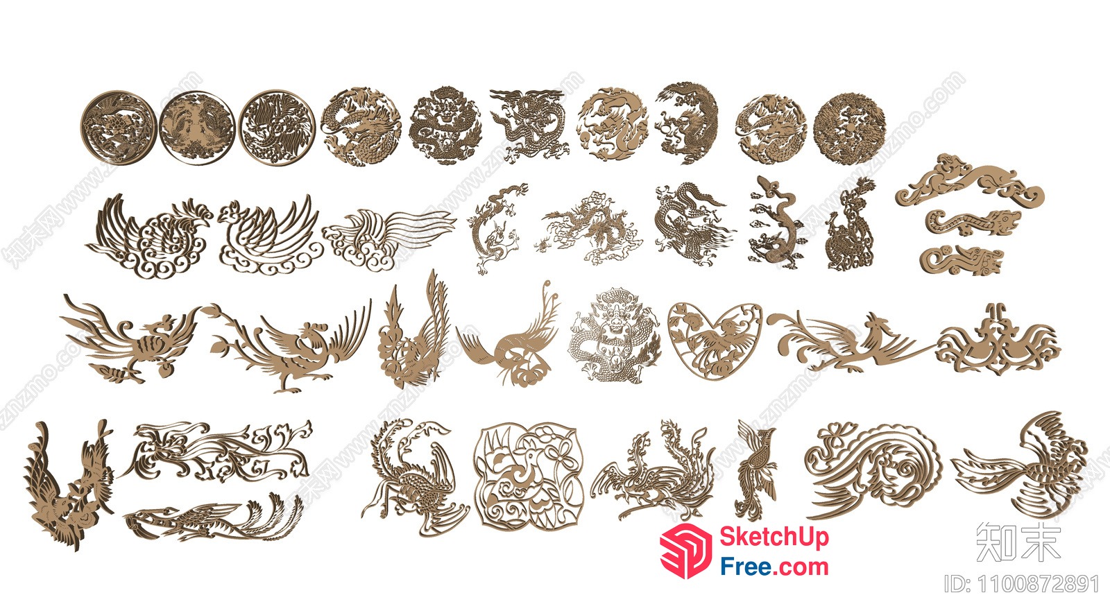 Ornate Gold Decorative Elements 3D SketchUp File