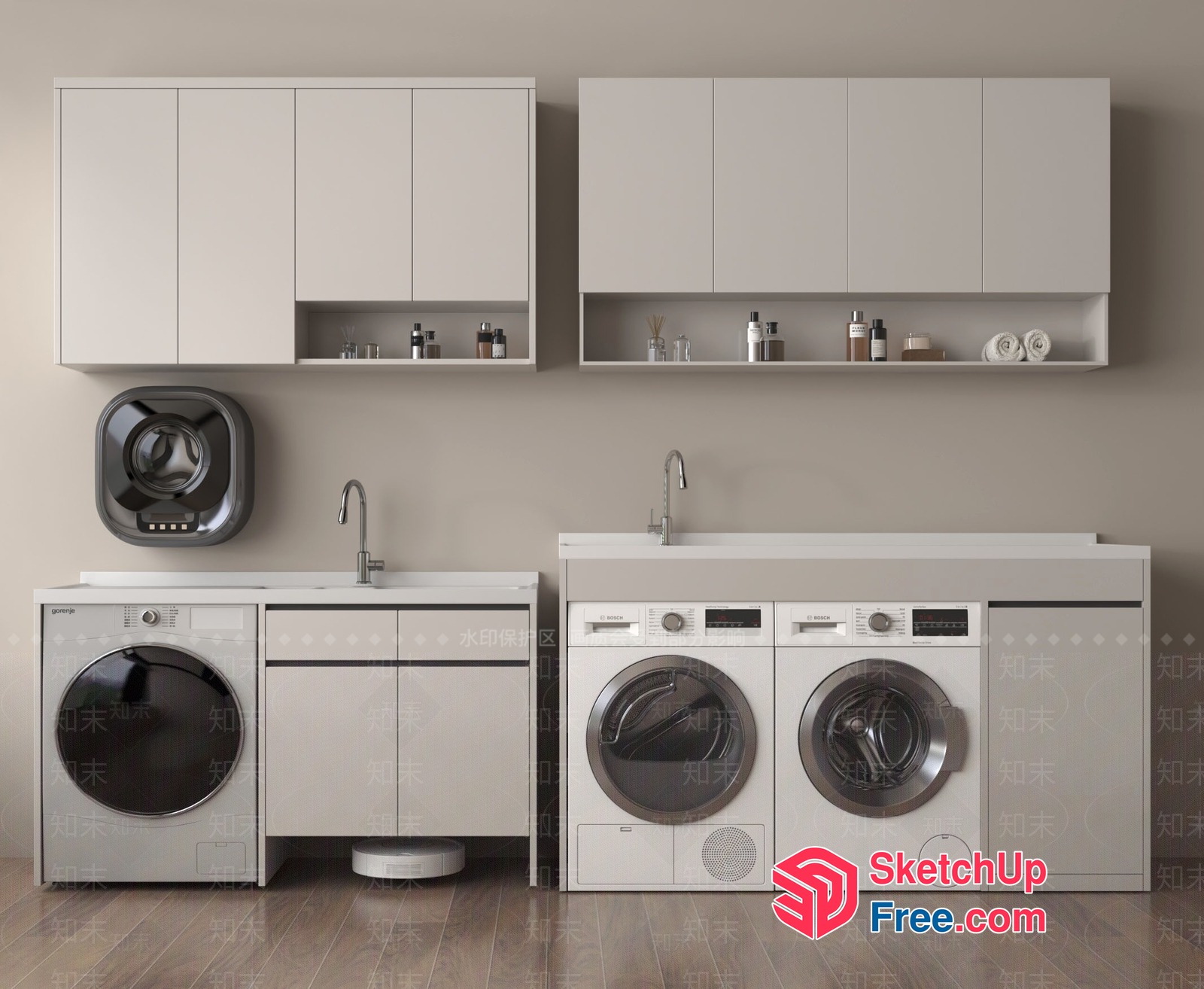 Modern Laundry Room With Sleek Appliances 3D SketchUp File