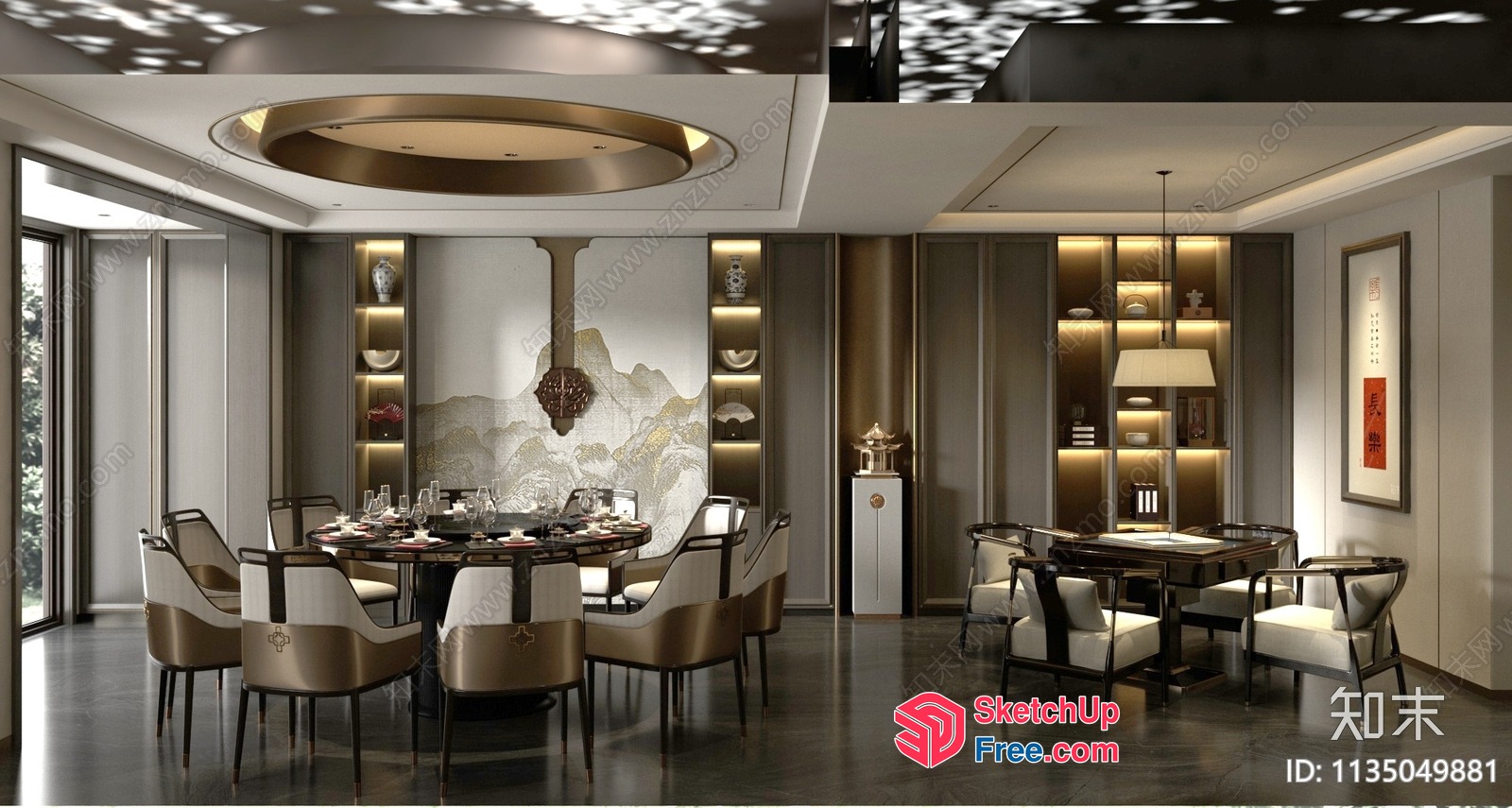 Elegant And Modern Dining Room With A Touch Of Asian Flair 3D SketchUp File