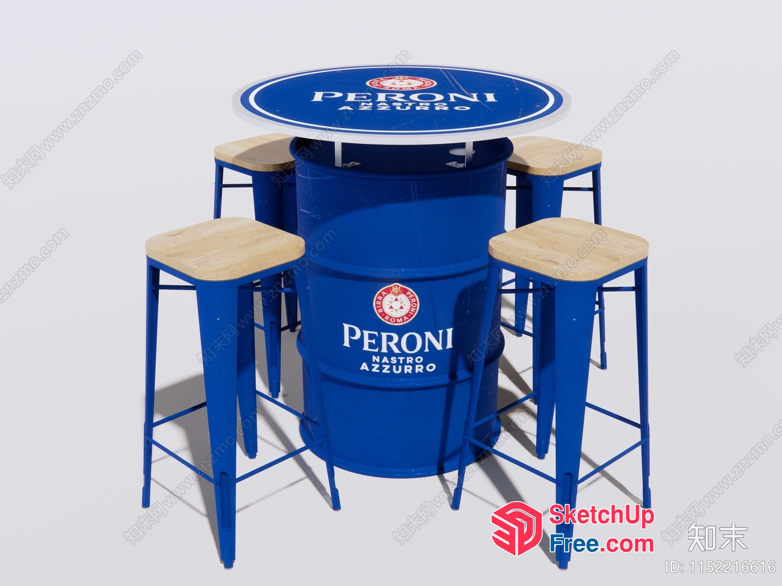 Peroni Bar Stool Set With Table 3D SketchUp File