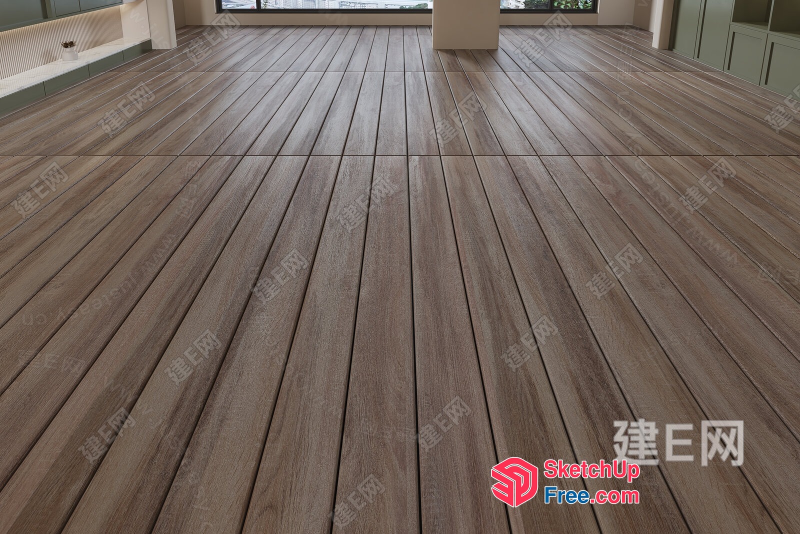 Wooden Floorboards In A Spacious Room 3D SketchUp File