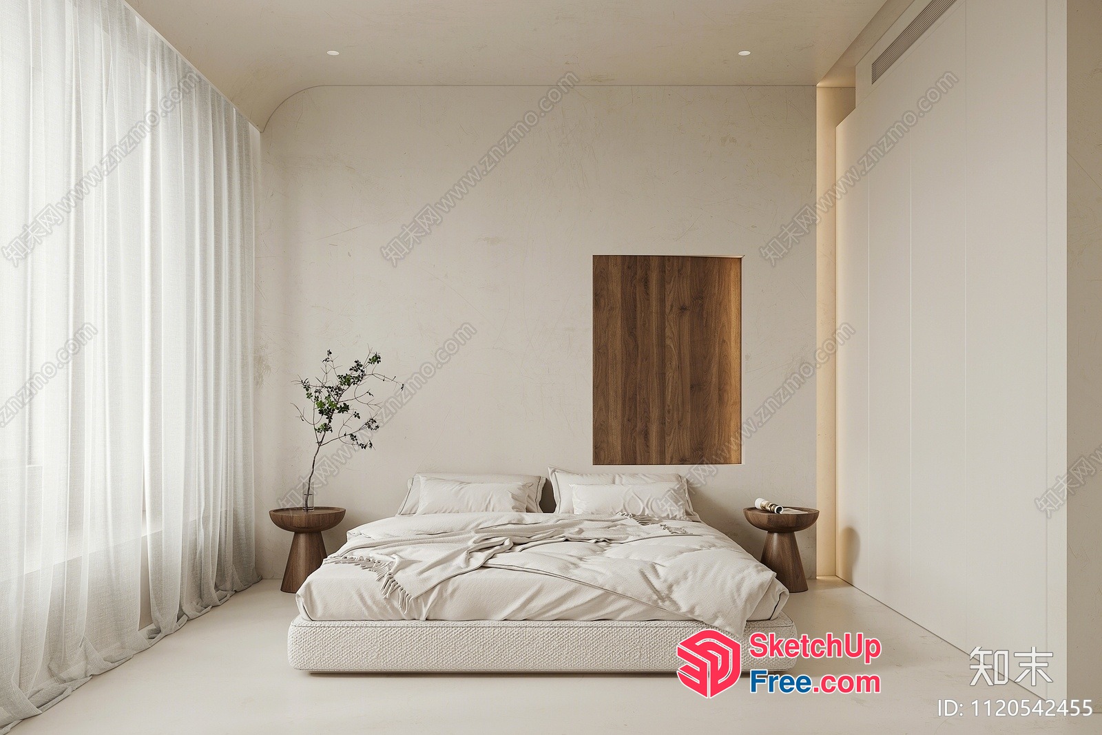 Minimalist White Bed Room Interior 3D SketchUp File