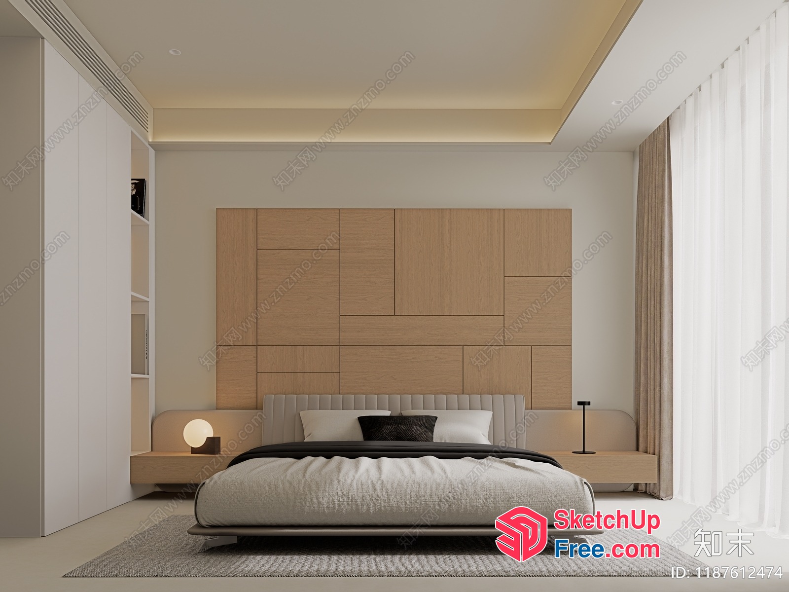 Modern Minimalist Bedroom Interior 3D SketchUp File