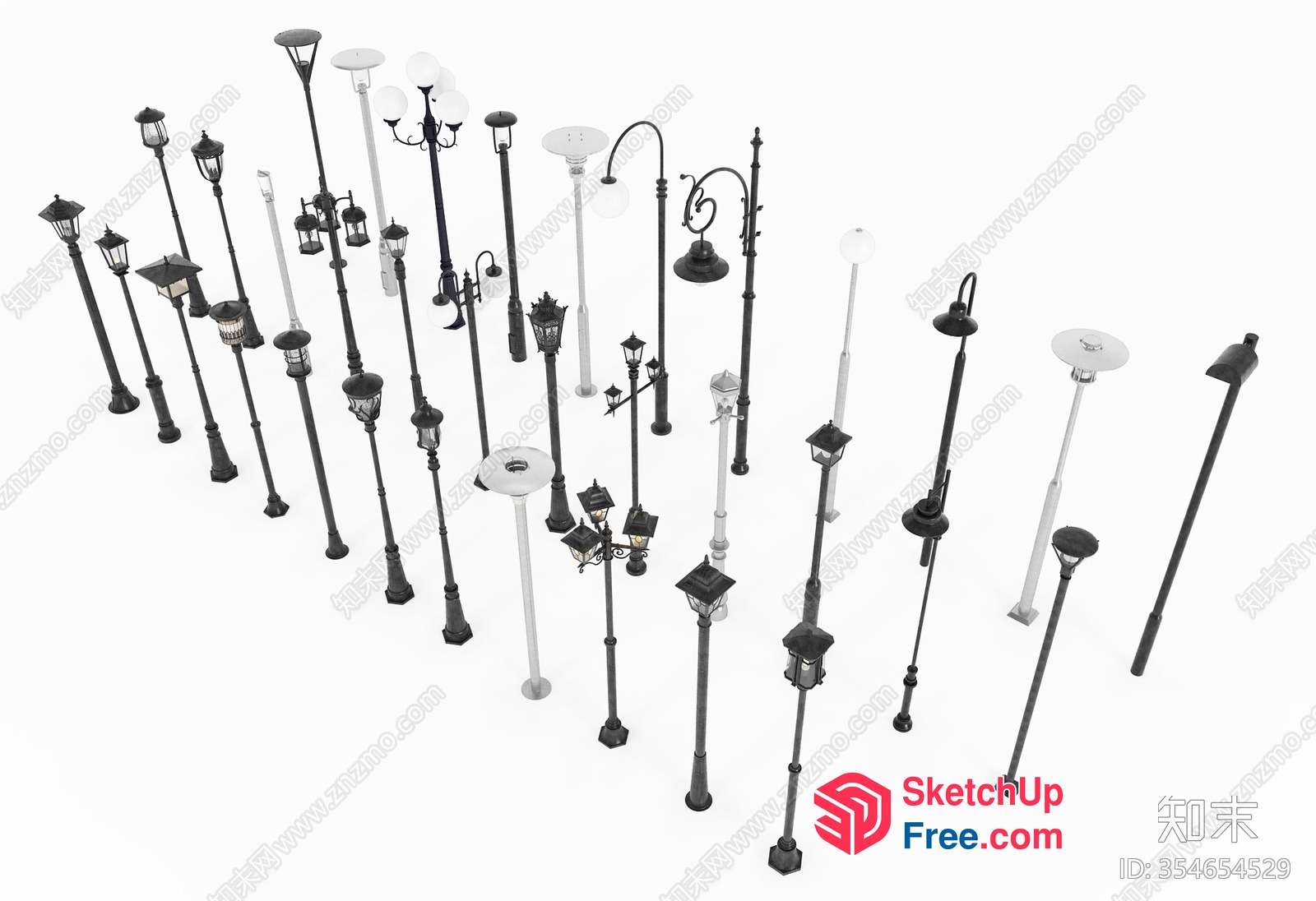 A Variety Of Street Lamps 3D SketchUp File