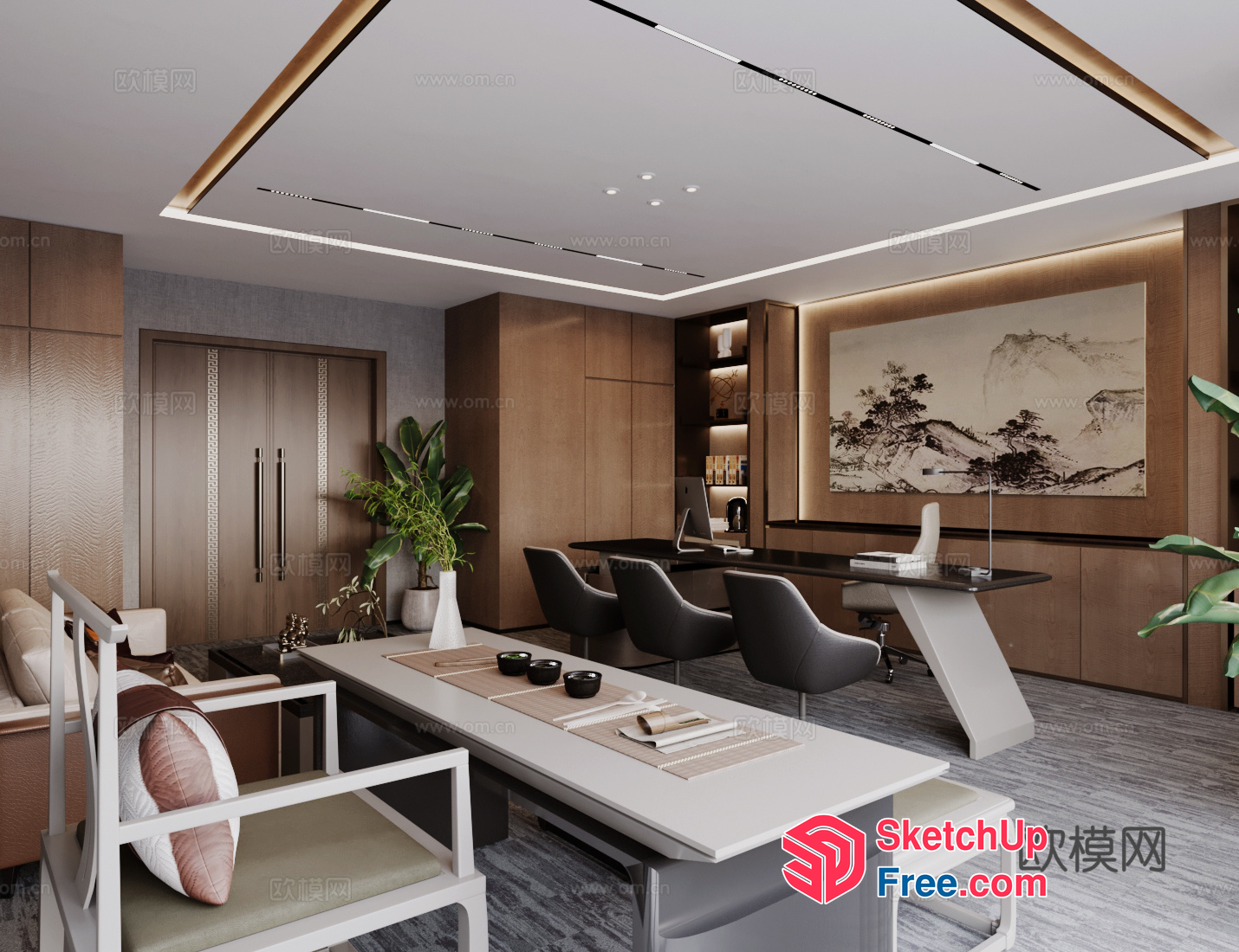 Modern Office Space With Sleek Furniture And Artwork 3D SketchUp File