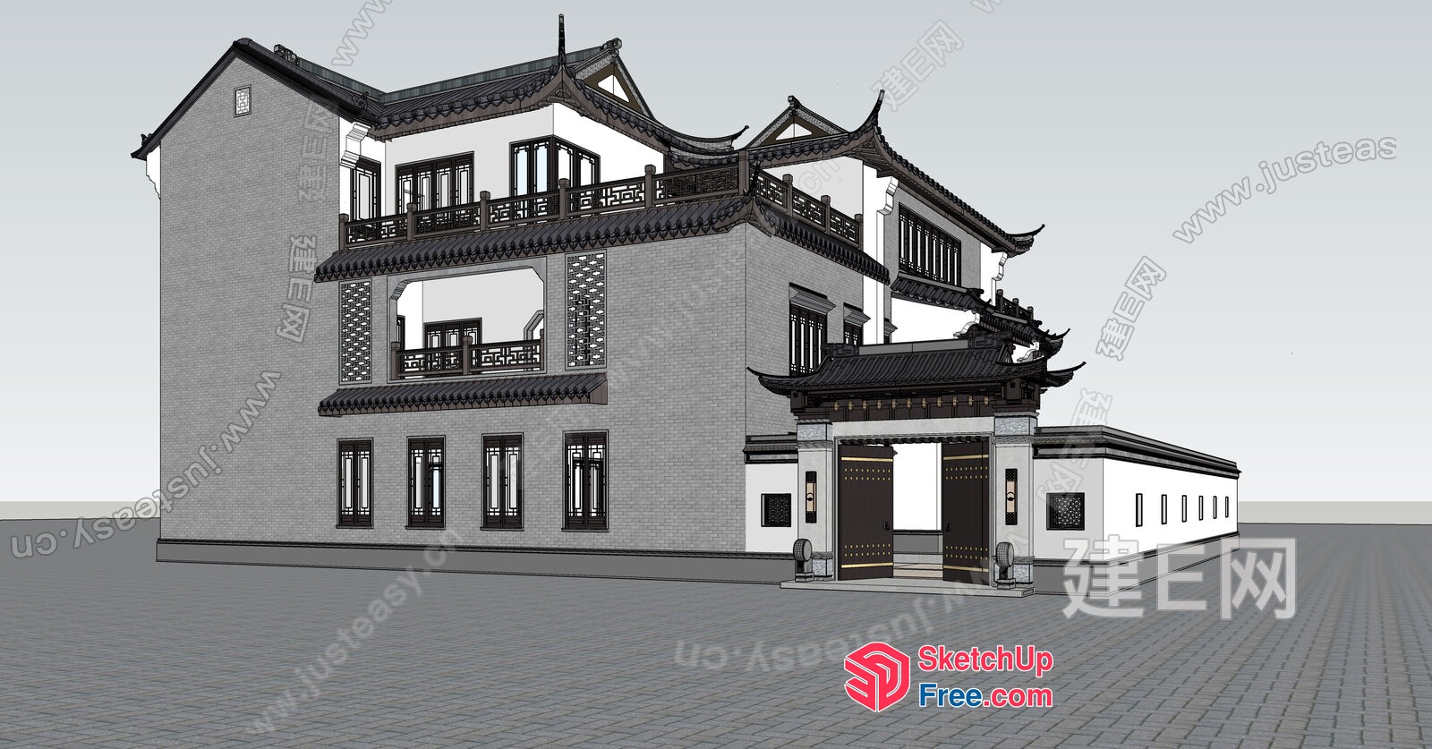 Traditional Chinese Building Exterior 3D SketchUp File