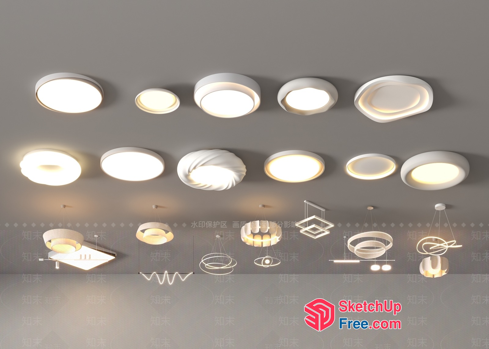 Modern Ceiling Light Fixtures Collection 3D SketchUp File