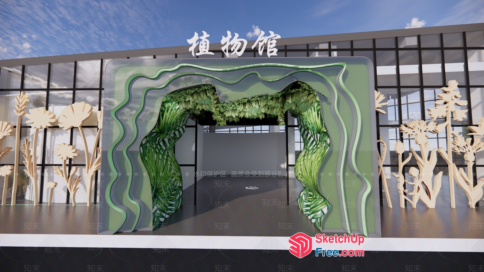 Modern Greenery Entrance 3D SketchUp File