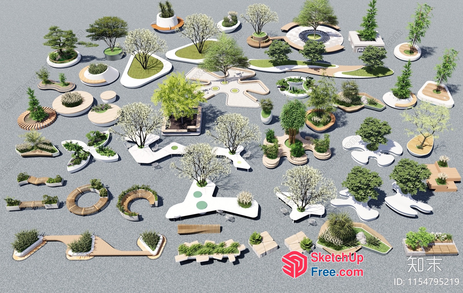 Modern Outdoor Park Furniture Collection 3D SketchUp File
