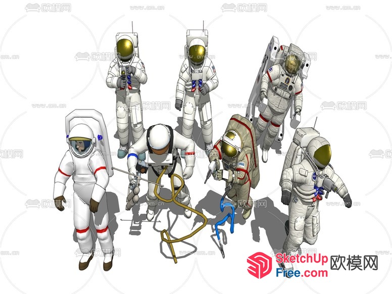 Astronauts In Space Suits 3D SketchUp File