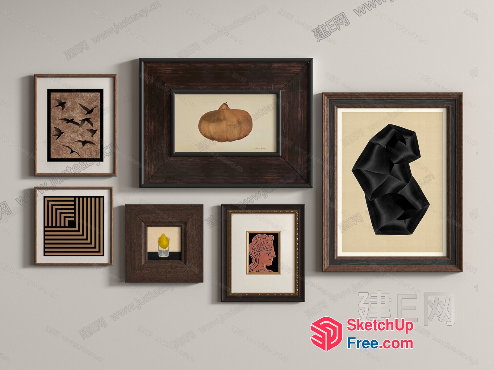 Elegant Framed Art Collection With Vintage And Modern Touches 3D SketchUp File