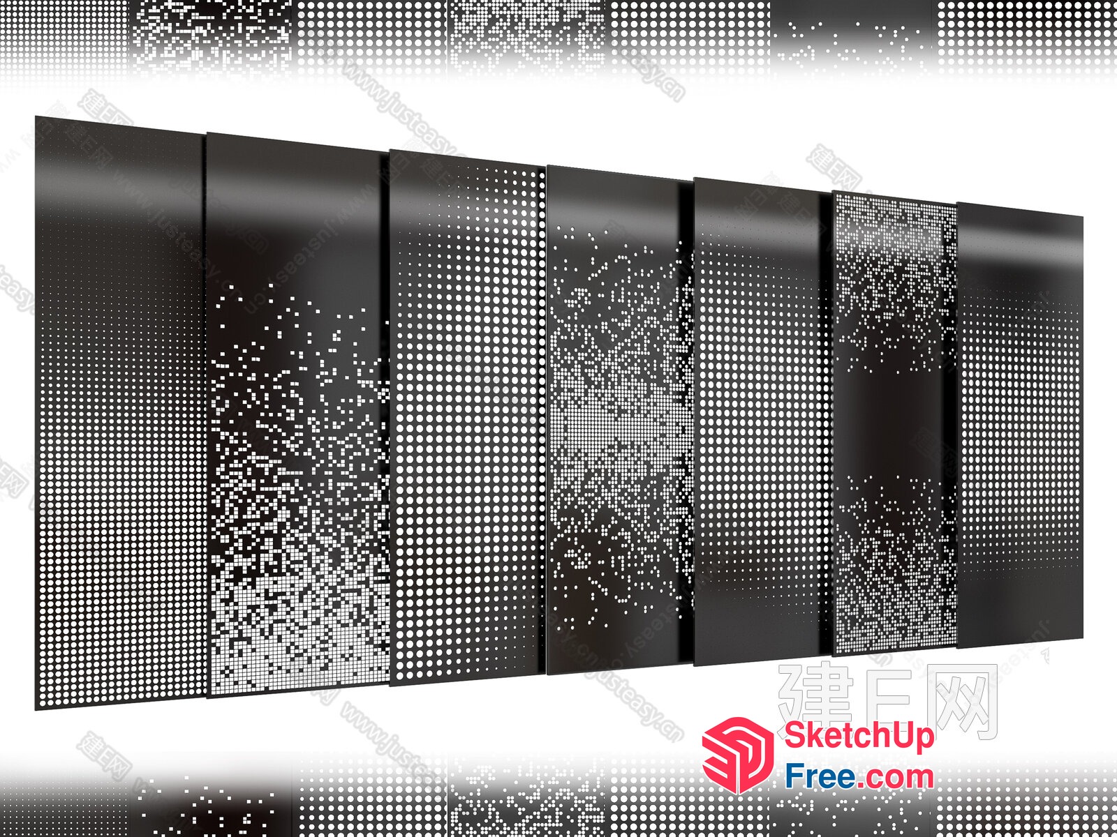Black And White Dotted Wall Panels 3D SketchUp File