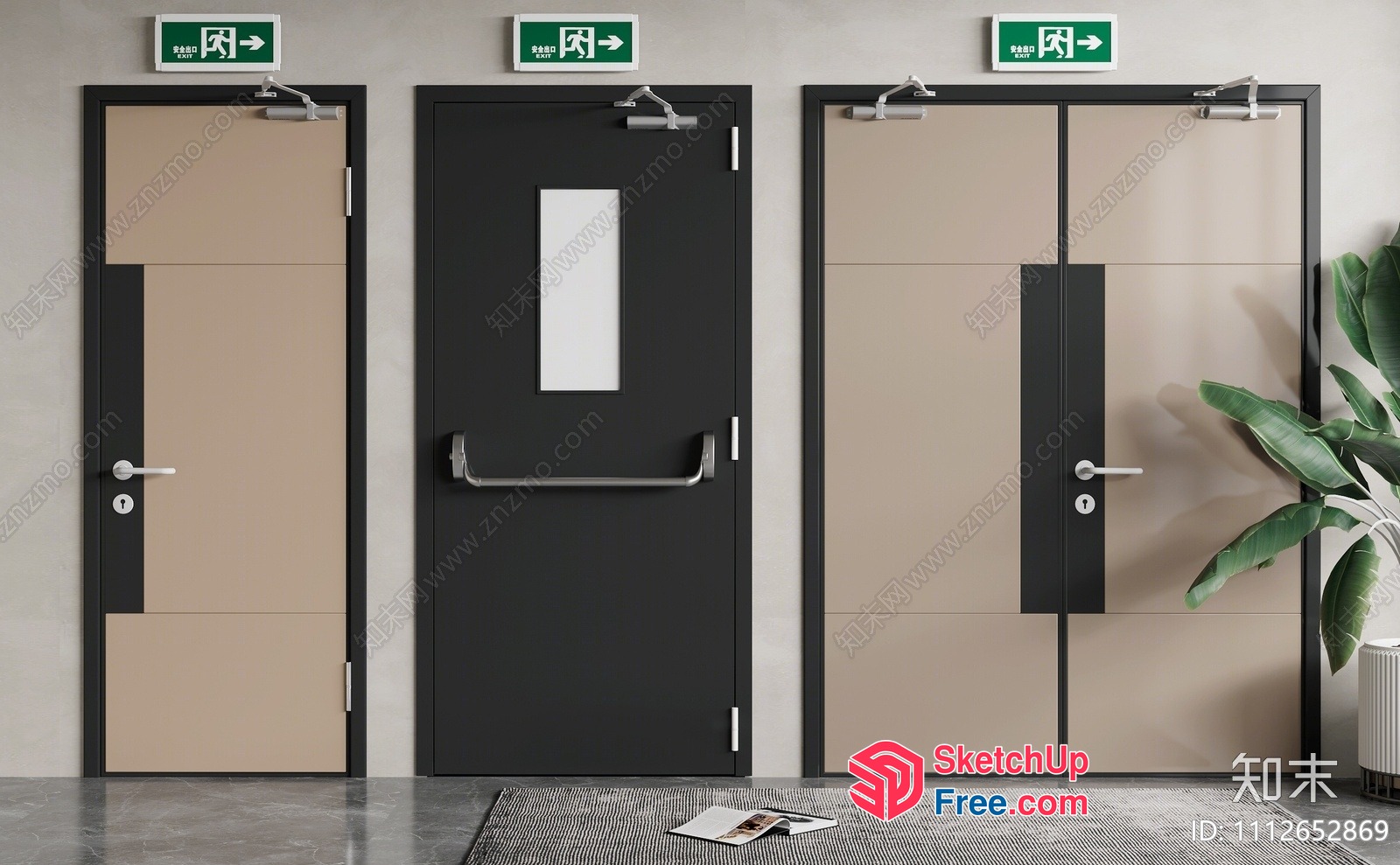 Modern Doors With Distinctive Handles And Hinges 3D SketchUp File