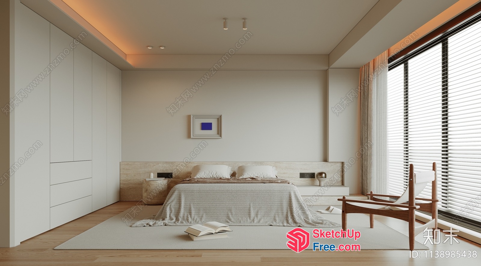 Modern Minimalist Bedroom Interior 3D SketchUp File