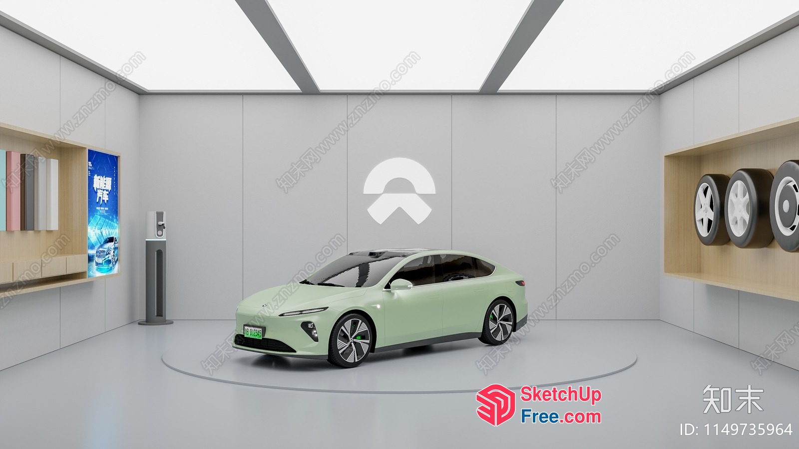 Electric Car Display In A Modern Interior Space 3D SketchUp File