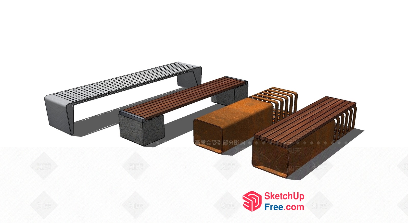 Modern Outdoor Bench Designs For Urban Spaces 3D SketchUp File