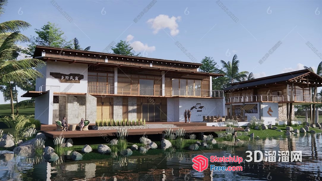 Japanese Style Villa By The Lake 3D SketchUp File