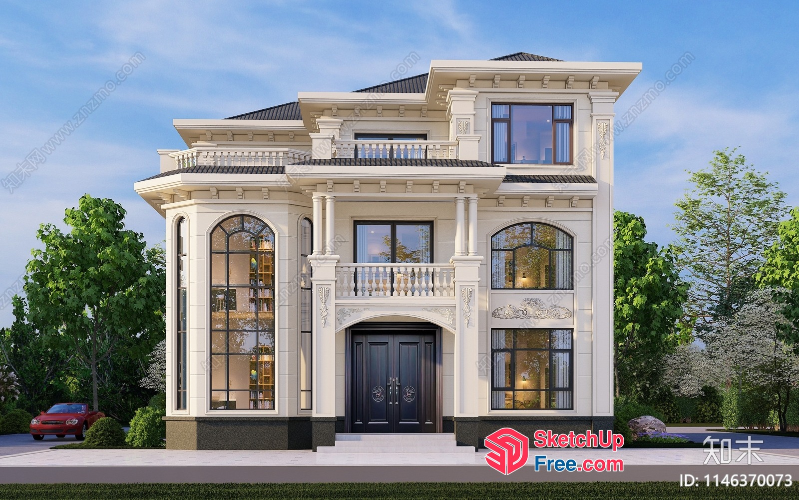 Luxury Villa With Elegant Architecture And Ornate Details 3D SketchUp File