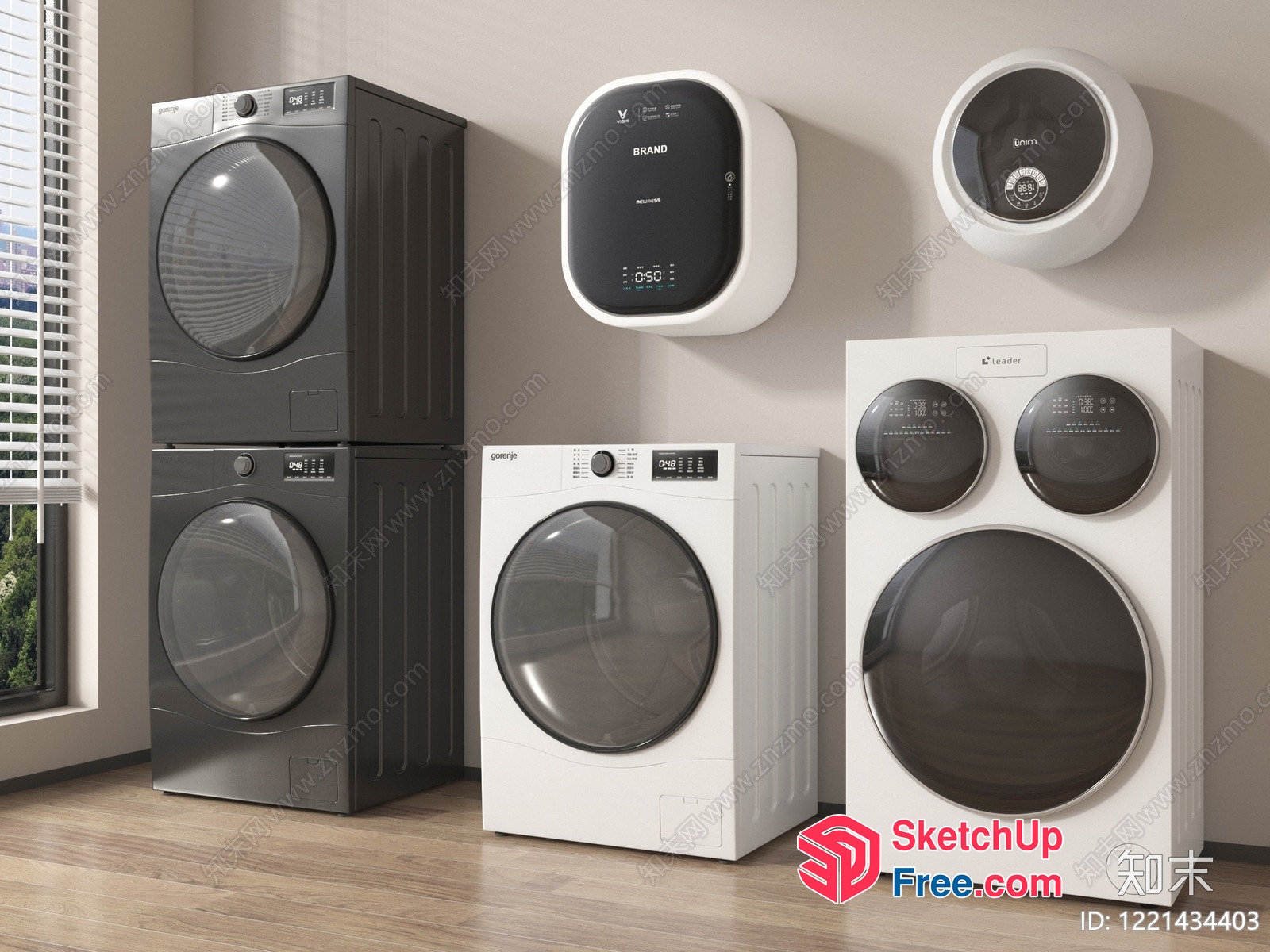 Washing Machines And Dryers In A Modern Laundry Room 3D SketchUp File