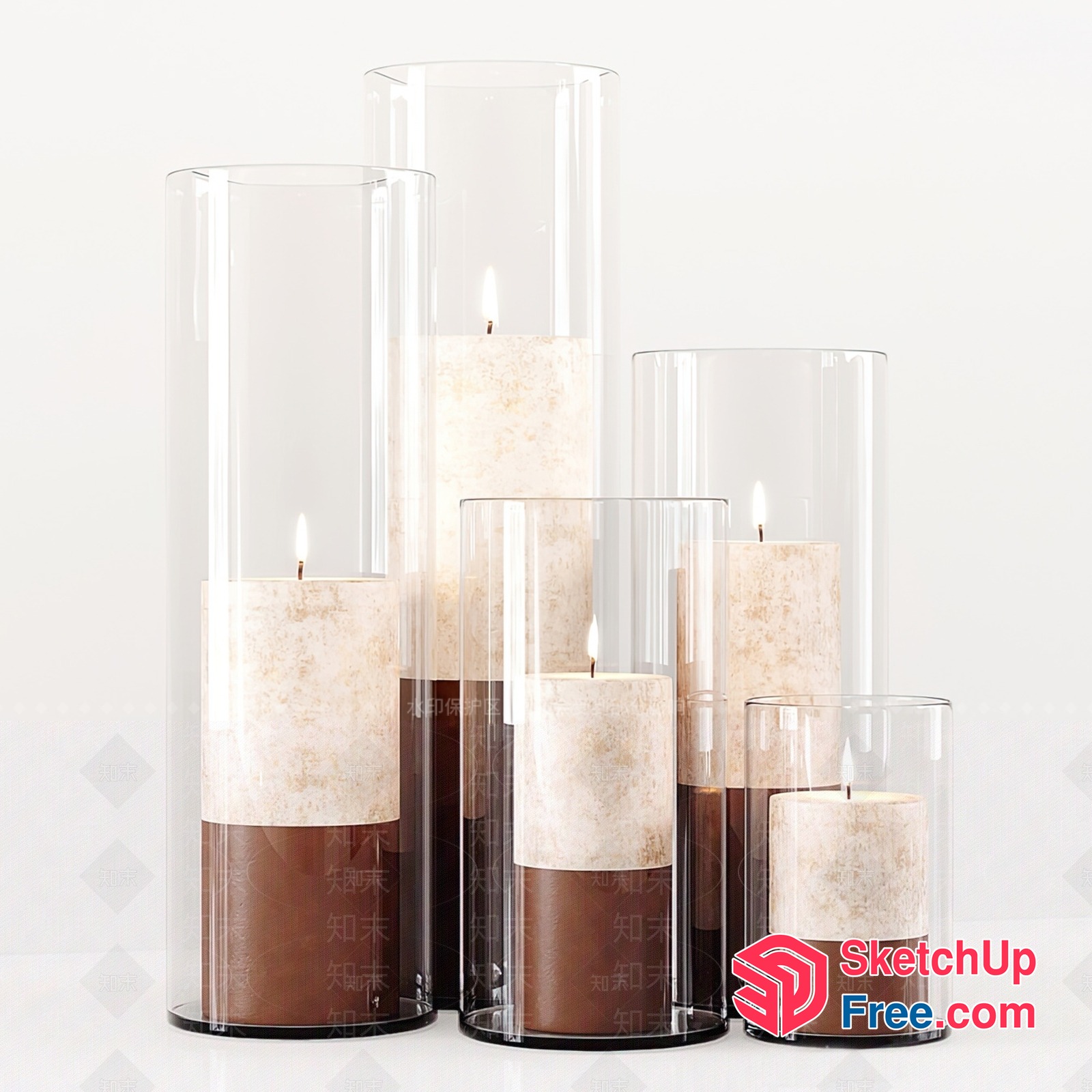 Elegant Glass Candle Holder Collection 3D SketchUp File