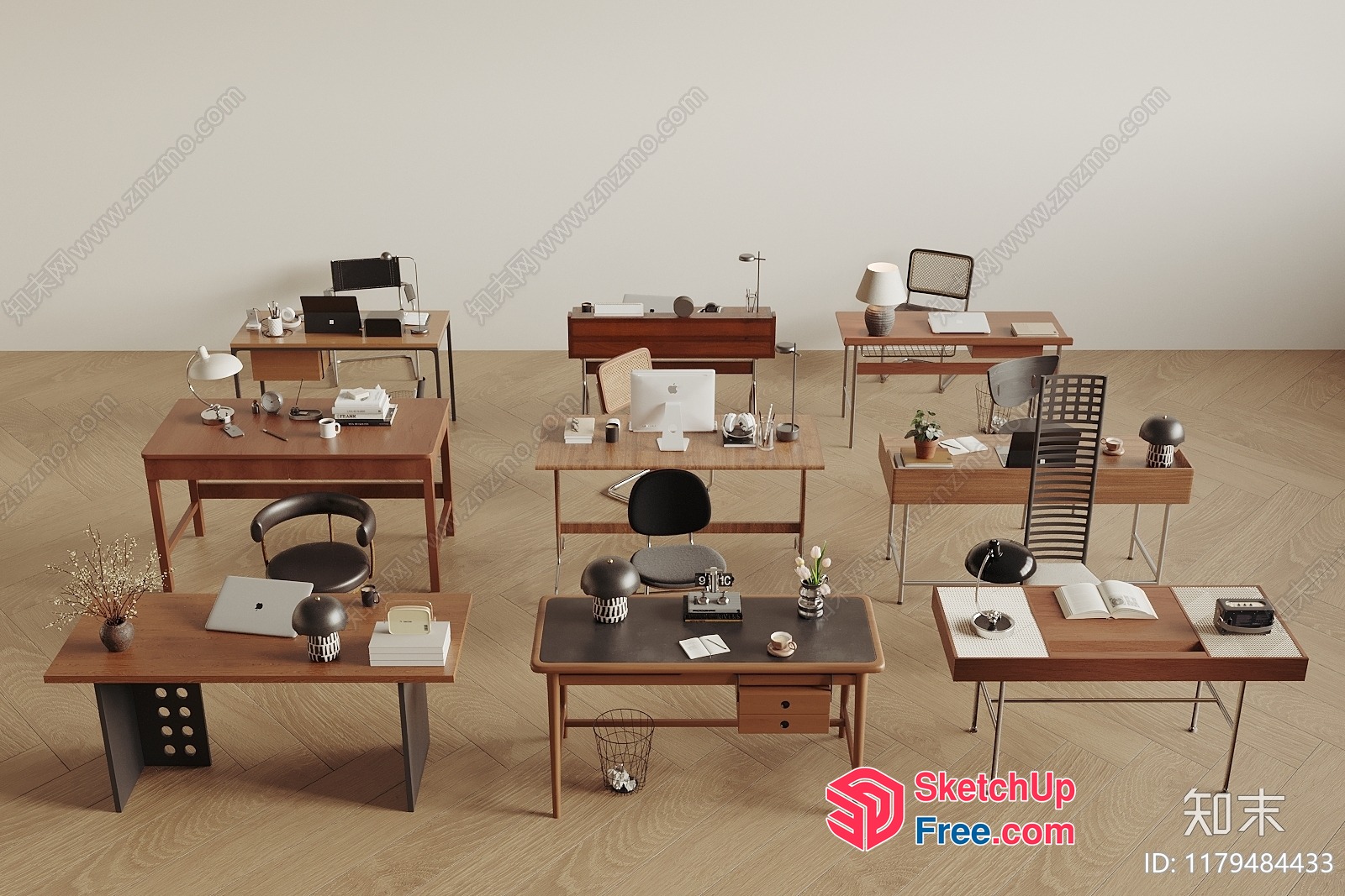 Office Furniture Collection With Variety Of Desks And Chairs 3D SketchUp File