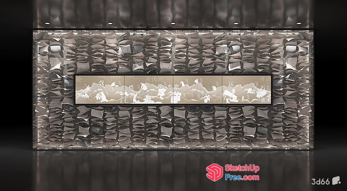 Chinese-Inspired Carved Wall Decor 3D SketchUp File