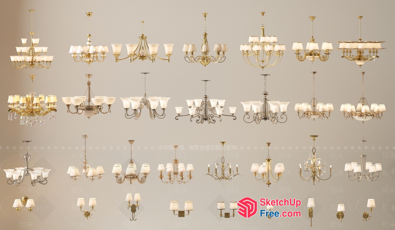 Luxurious Chandeliers Collection 3D SketchUp File