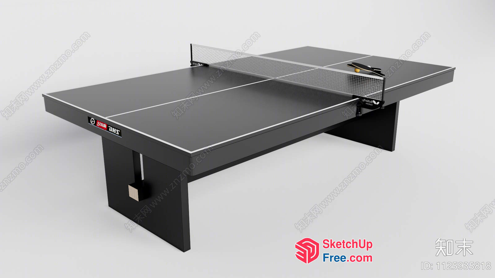 Black Ping Pong Table With White Lines 3D SketchUp File
