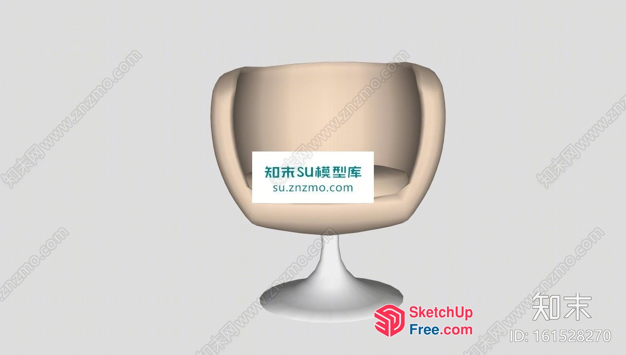 Modern Creamy Style Armchair With White Base 3D SketchUp File
