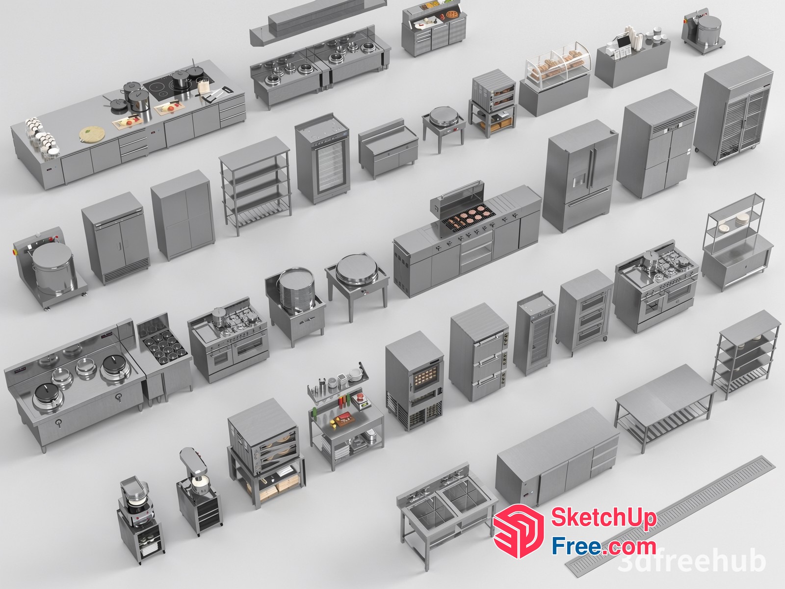 Modern Kitchen Interior With Appliances And Utensils 3D SketchUp File
