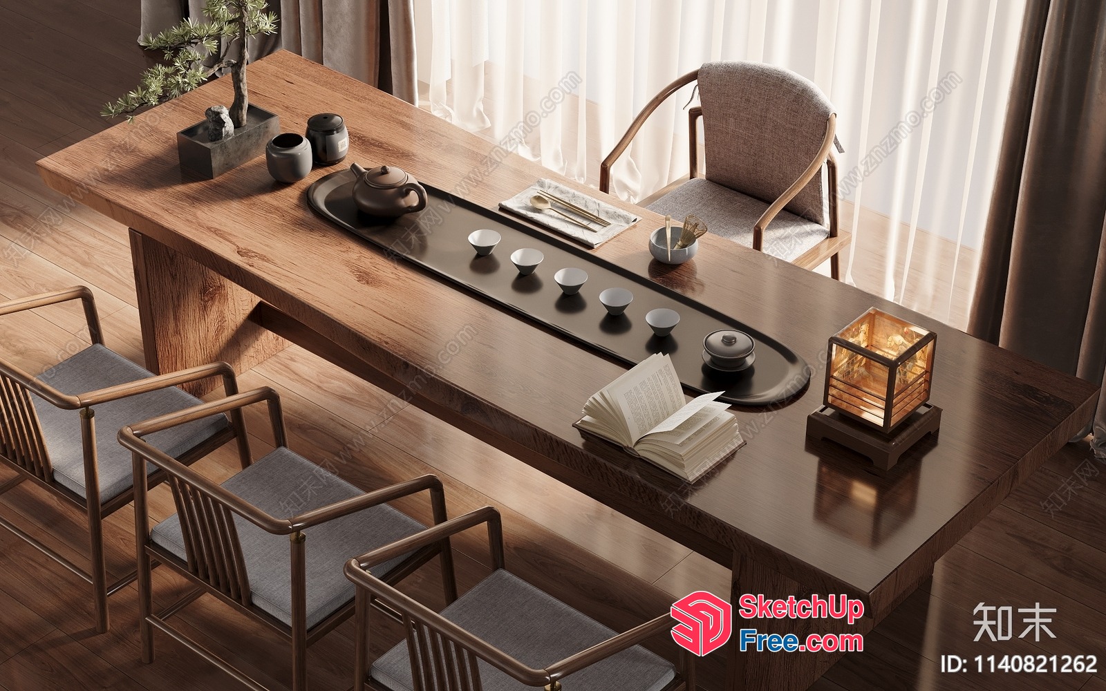Elegant Wood And Stone Decor 3D SketchUp File