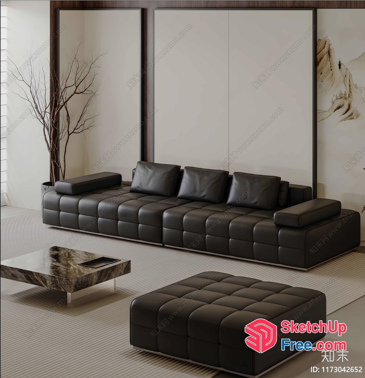 Modern Minimalist Japanese Style Living Room 3D SketchUp File