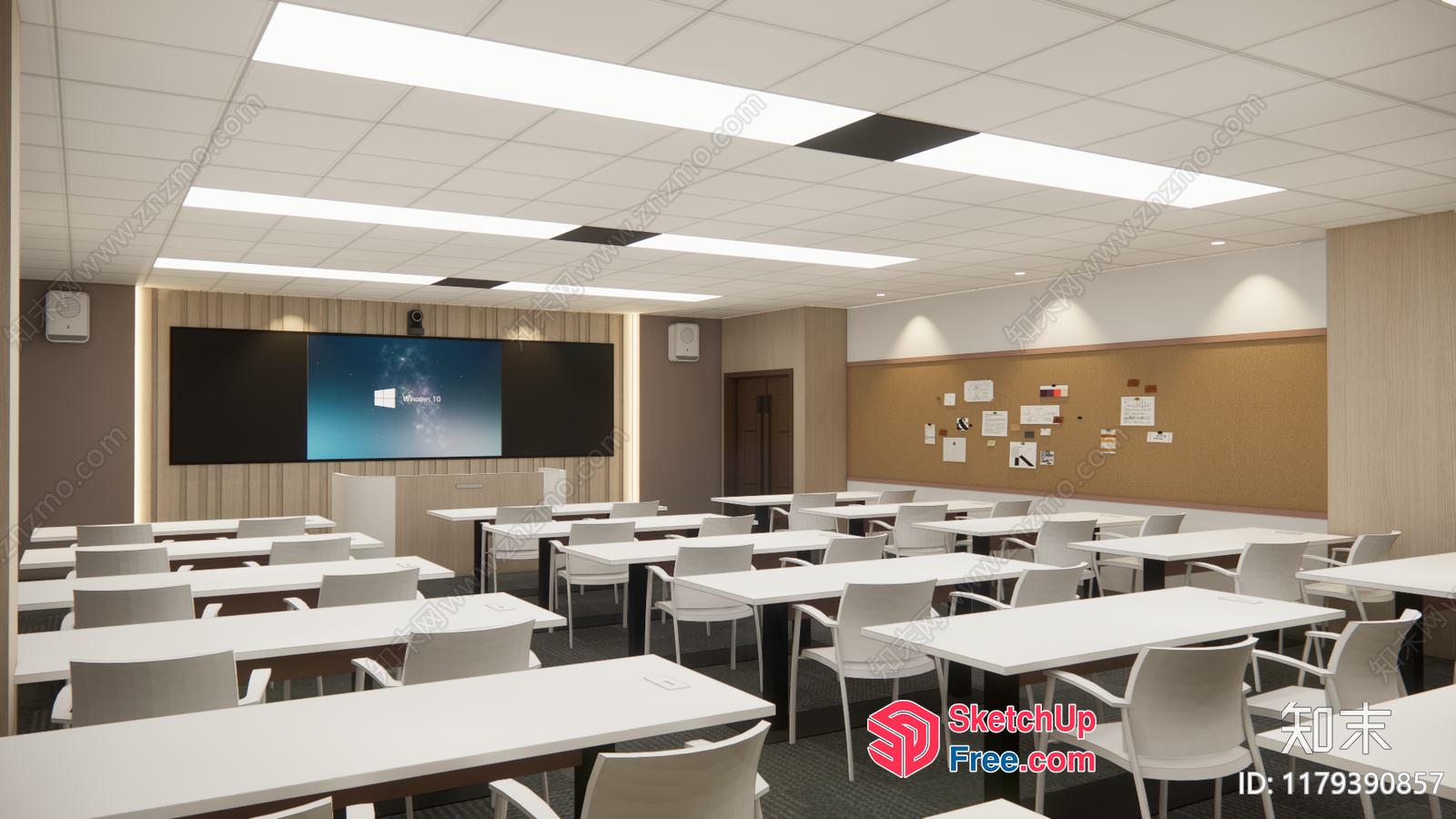 Modern Classroom Interior With Minimalist Furniture And Technology 3D SketchUp File