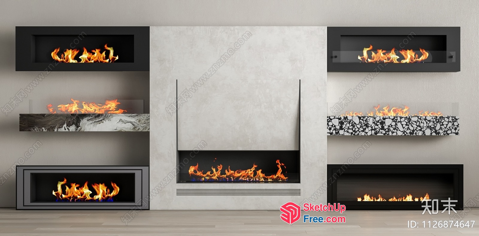Modern Fireplace Designs In Various Styles 3D SketchUp File